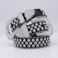 Glam Rhinestone Leather Belt Hip Hop Style