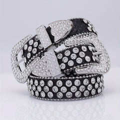 Glam Rhinestone Leather Belt Hip Hop Style
