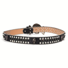 Sparkling Rhinestone Bone Buckle Belt for Jeans