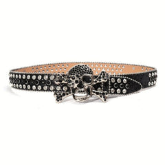 Sparkling Rhinestone Bone Buckle Belt for Jeans