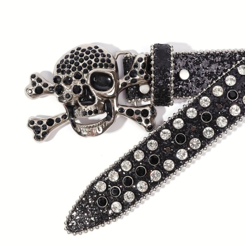 Sparkling Rhinestone Bone Buckle Belt for Jeans