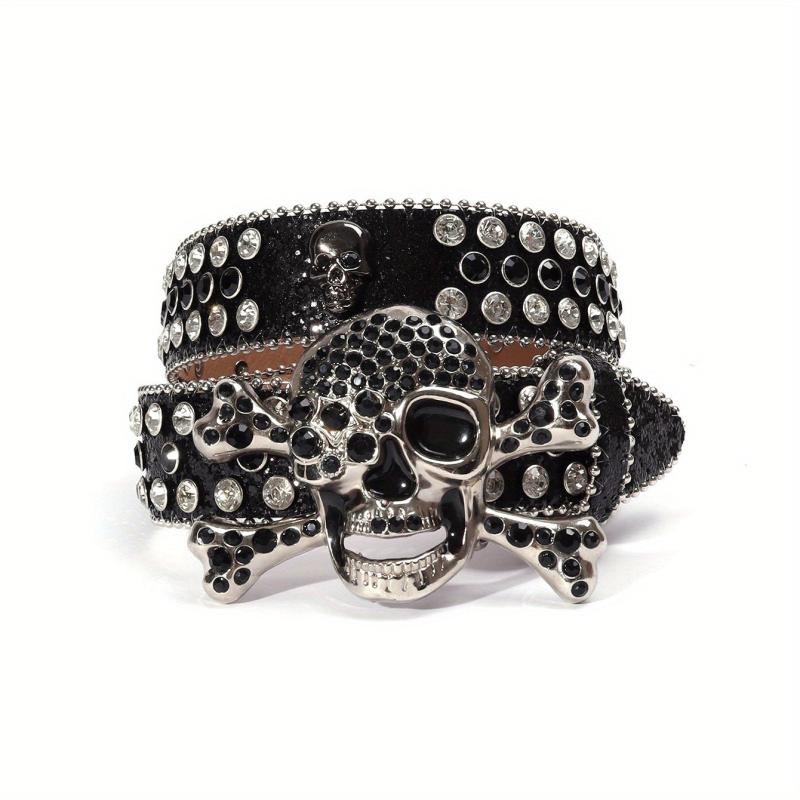 Sparkling Rhinestone Bone Buckle Belt for Jeans