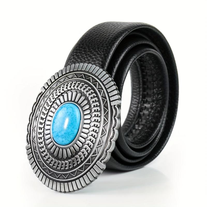 Ethnic Bohemian Oval Stone Belt Buckle Retro Jeans Accessory