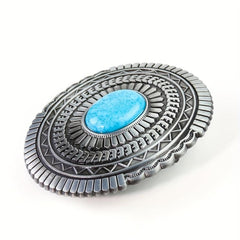 Ethnic Bohemian Oval Stone Belt Buckle Retro Jeans Accessory