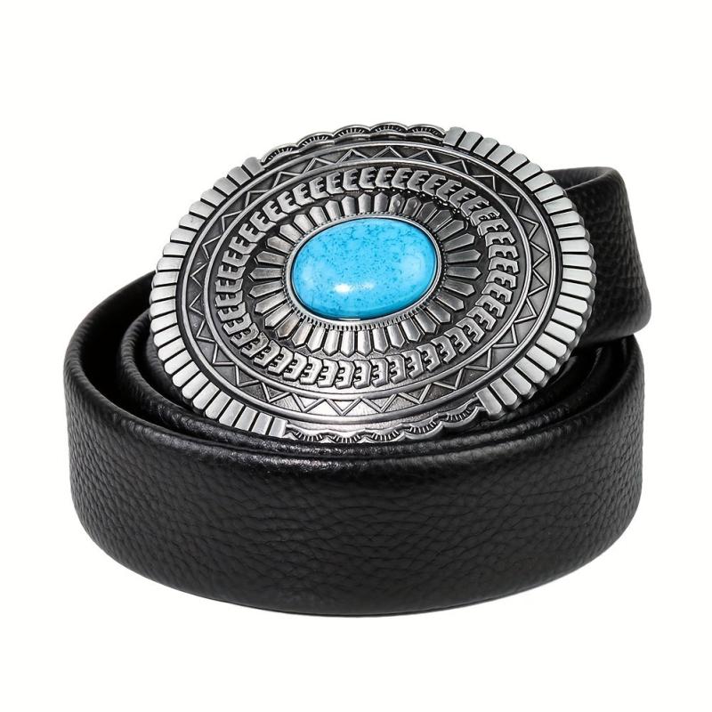 Ethnic Bohemian Oval Stone Belt Buckle Retro Jeans Accessory