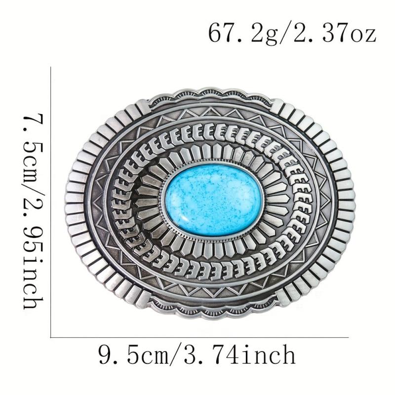 Ethnic Bohemian Oval Stone Belt Buckle Retro Jeans Accessory