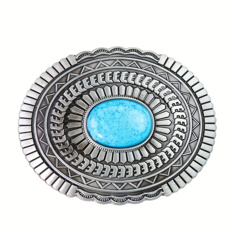 Ethnic Bohemian Oval Stone Belt Buckle Retro Jeans Accessory