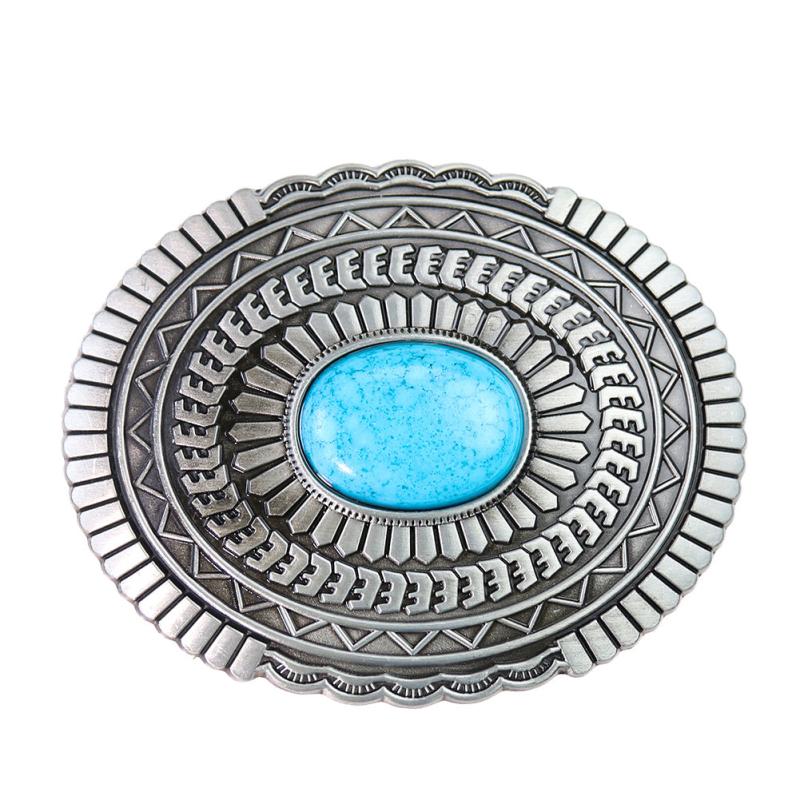 Ethnic Bohemian Oval Stone Belt Buckle Retro Jeans Accessory