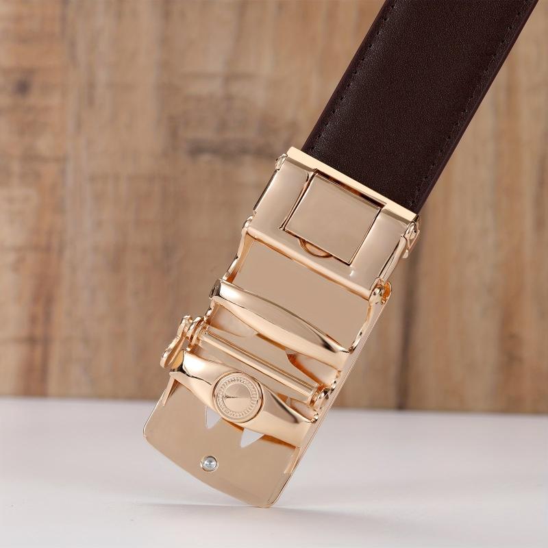 Men's Brown PU Leather Sports Belt with Automatic Buckle