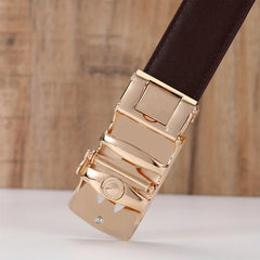 Men's Brown PU Leather Sports Belt with Automatic Buckle