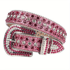 Men's Sparkle Pink Rhinestone Western Belt