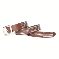 PU Leather Nail Belt Western Cowboy Punk Belt For Jeans Dress Pin Buckle