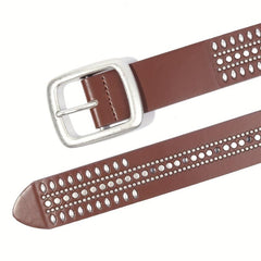 PU Leather Nail Belt Western Cowboy Punk Belt For Jeans Dress Pin Buckle