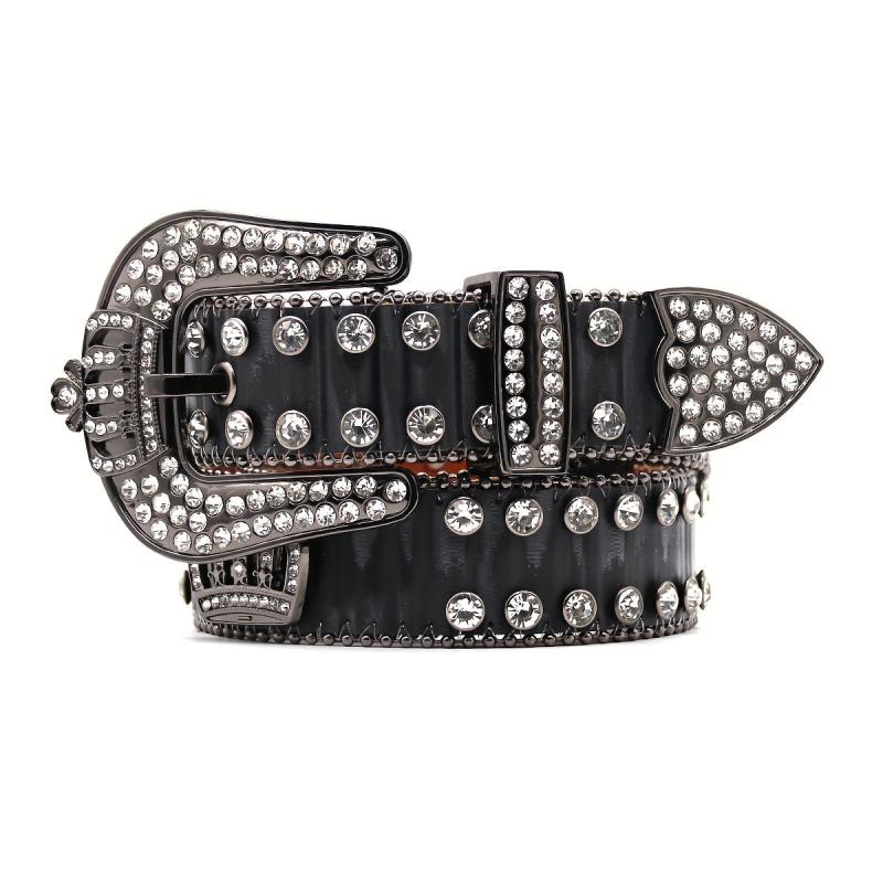 Rhinestones Crowns Straps Unisex Punk Trousers Belt