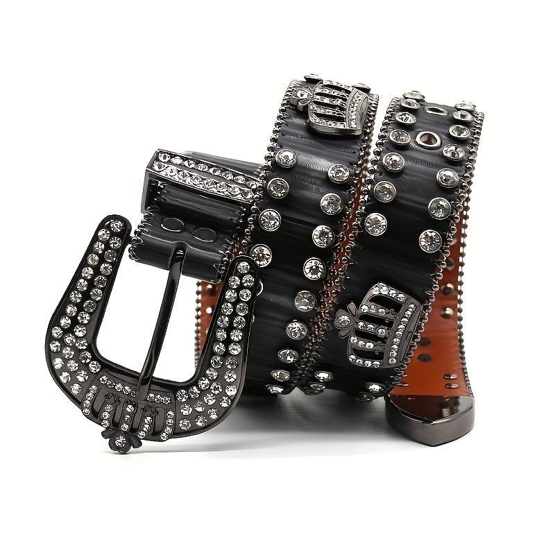 Rhinestones Crowns Straps Unisex Punk Trousers Belt