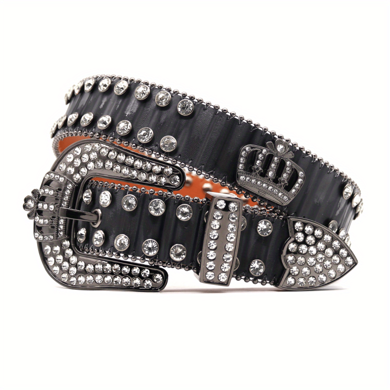 Rhinestones Crowns Straps Unisex Punk Trousers Belt