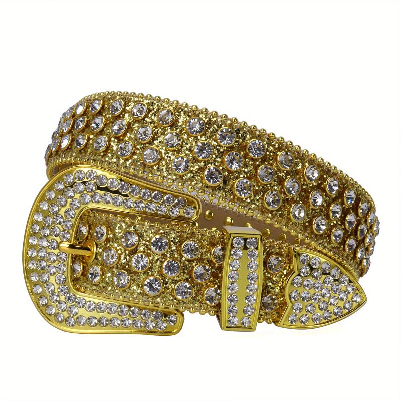 Rhinestone PU Leather Belt for Jeans Dress