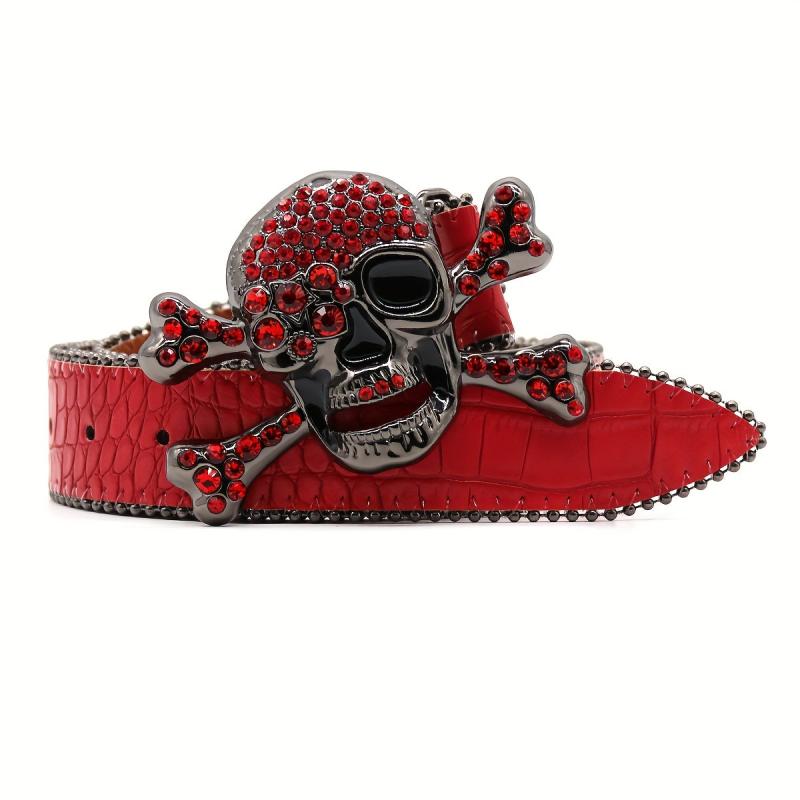 Artificial Diamond Belt Rivet Alloy Needle Buckle Snakeskin Hip hop Style