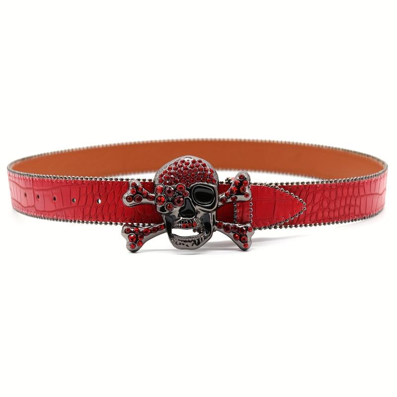 Artificial Diamond Belt Rivet Alloy Needle Buckle Snakeskin Hip hop Style