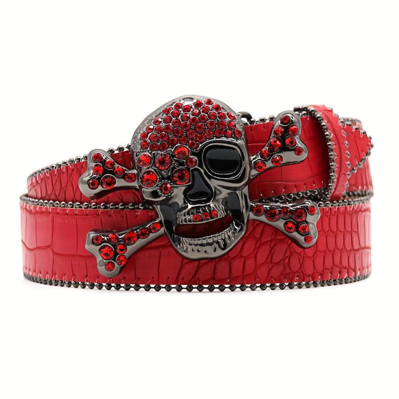 Artificial Diamond Belt Rivet Alloy Needle Buckle Snakeskin Hip hop Style