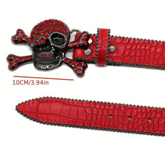 Artificial Diamond Belt Rivet Alloy Needle Buckle Snakeskin Hip hop Style