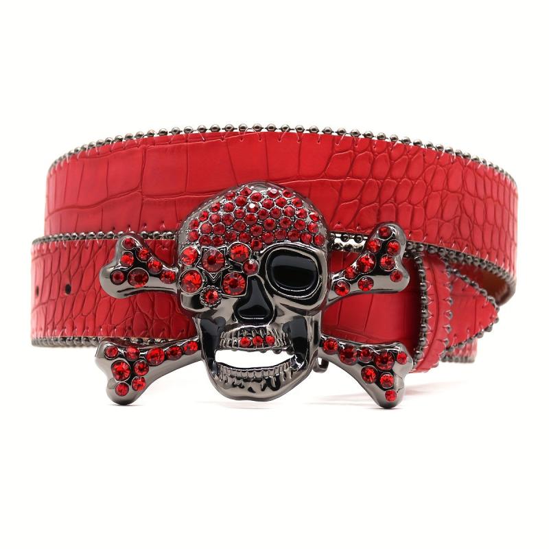 Artificial Diamond Belt Rivet Alloy Needle Buckle Snakeskin Hip hop Style