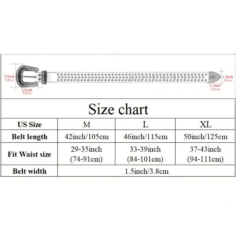 Cross Rivet Rhinestone Belt Punk Stone Studded Leather Belt Strap For Men