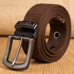 Men's Casual Buckle Canvas Belt Woven Belt Student Daily Use