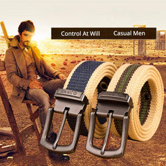 Men's Casual Buckle Canvas Belt Woven Belt Student Daily Use