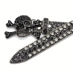 Skull Rhinestone Belt Hip Hop Punk PU Leather Belt Sparkle Studded Belts