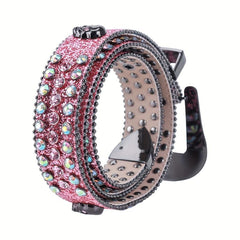 Rhinestone Skull Cowboy Leather Belt Sparkle Studded Belts