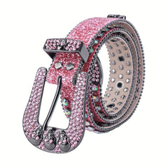 Rhinestone Skull Cowboy Leather Belt Sparkle Studded Belts