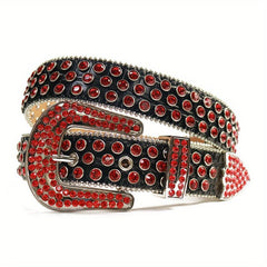Red Rhinestone Belt Western Cowboy Cowgirl Stone Crystal Studded Waist Belt