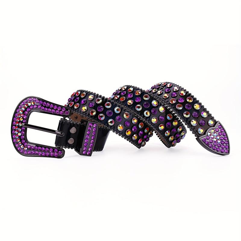Purple Rhinestone Belt Cowboy Cowgirl Western Belt Strap