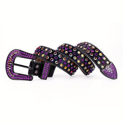 Purple Rhinestone Belt Cowboy Cowgirl Western Belt Strap