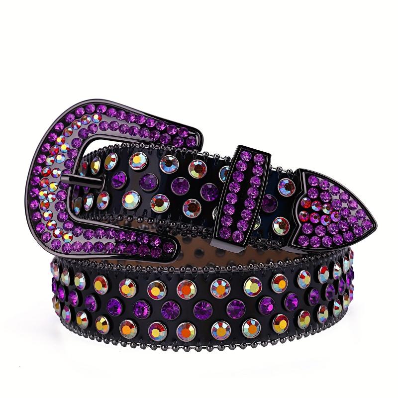 Purple Rhinestone Belt Cowboy Cowgirl Western Belt Strap