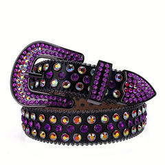 Purple Rhinestone Belt Cowboy Cowgirl Western Belt Strap