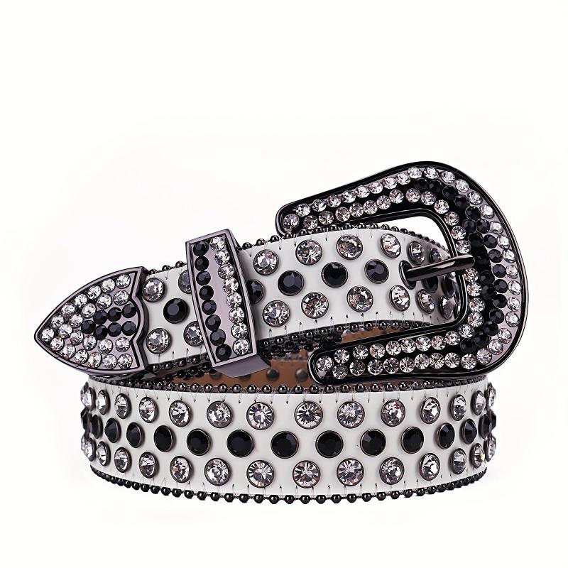 UV Changing Leather Rhinestone Belt For Men Women