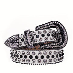 UV Changing Leather Rhinestone Belt For Men Women