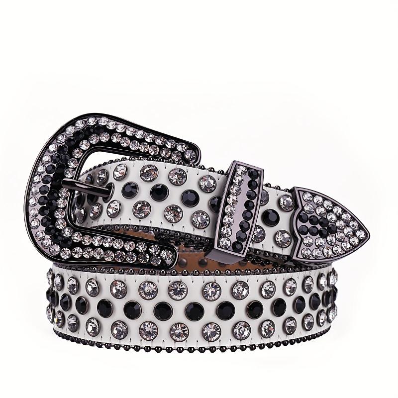 UV Changing Leather Rhinestone Belt For Men Women