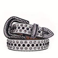 UV Changing Leather Rhinestone Belt For Men Women