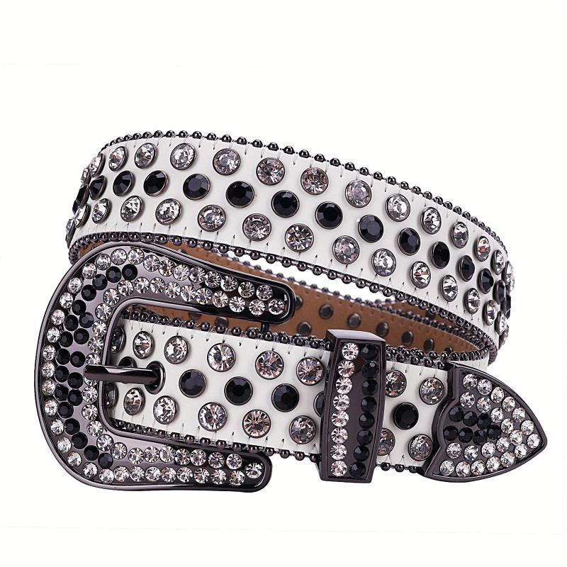 UV Changing Leather Rhinestone Belt For Men Women
