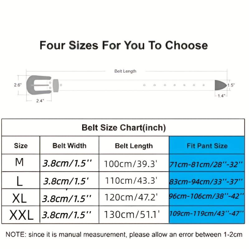 Men's Jeans Rhinestone Belt Western Denim Rivet PU Leather Belt