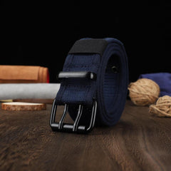 Men's Canvas Belt Double Pins Buckle Outdoor Casual Jeans Belt