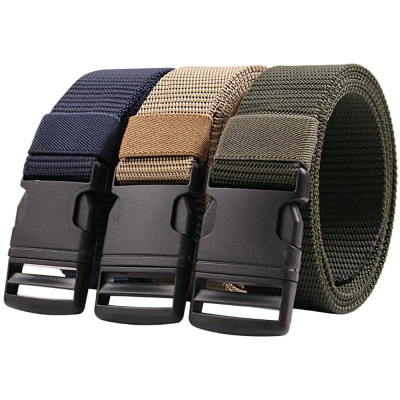 Men's Nylon Canvas Belt Metal Plastic Buckle Military Tactical Belt