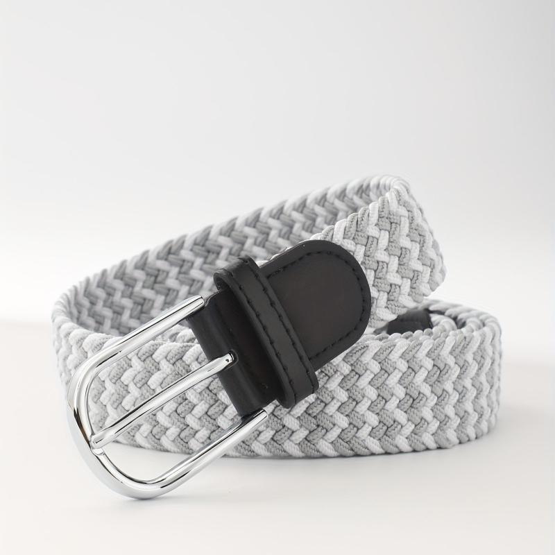 Men's Elastic Braided Belt Pin Buckle Stretch Belt Canvas Waistband