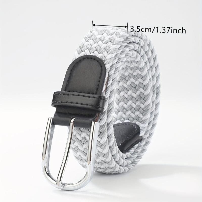 Men's Elastic Braided Belt Pin Buckle Stretch Belt Canvas Waistband