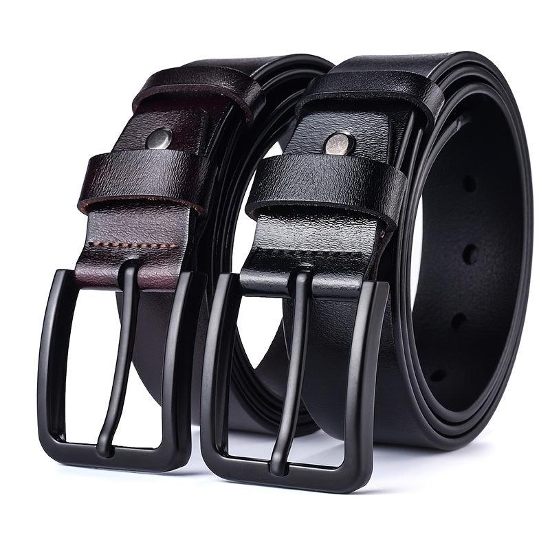 Men's Leather Belt Pin Buckle Cowhide Casual Leather Belt Retro Pants Belt