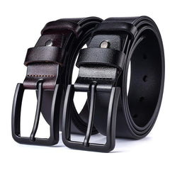 Men's Leather Belt Pin Buckle Cowhide Casual Leather Belt Retro Pants Belt