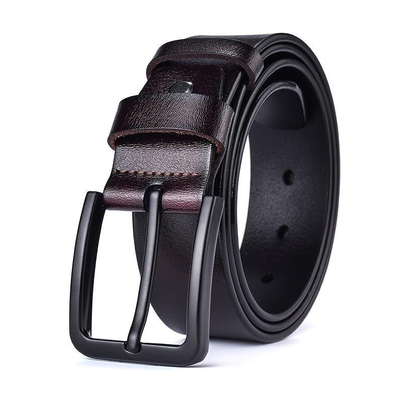 Men's Leather Belt Pin Buckle Cowhide Casual Leather Belt Retro Pants Belt